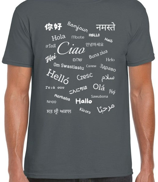 Hello T-Shirt White Text Loose Fit 5XL