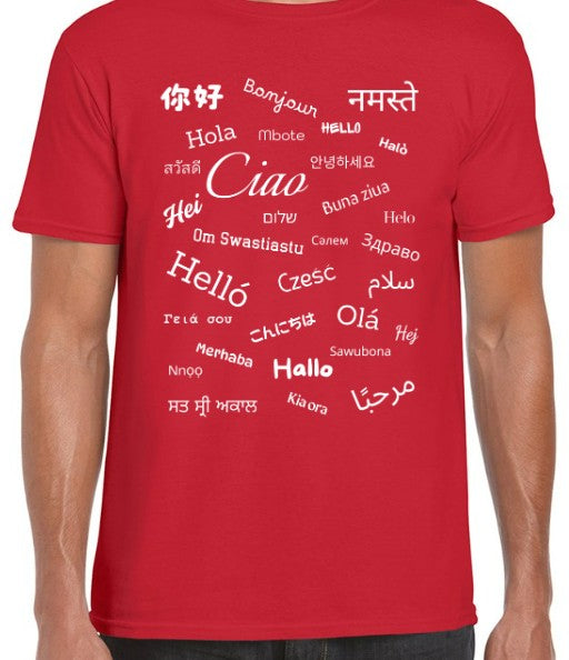 Hello T-Shirt White Text Loose Fit 5XL