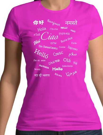 Hello White Text Fitted T-Shirt (S-XXL)