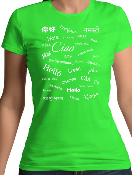 Hello White Text Fitted T-Shirt (S-XXL)