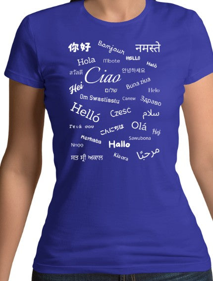 Hello White Text Fitted T-Shirt (S-XXL)