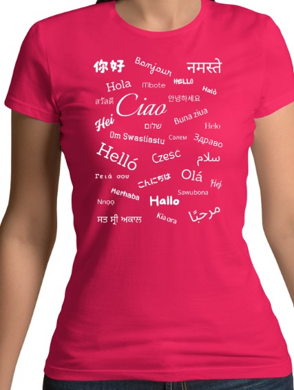 Hello White Text Fitted T-Shirt (S-XXL)