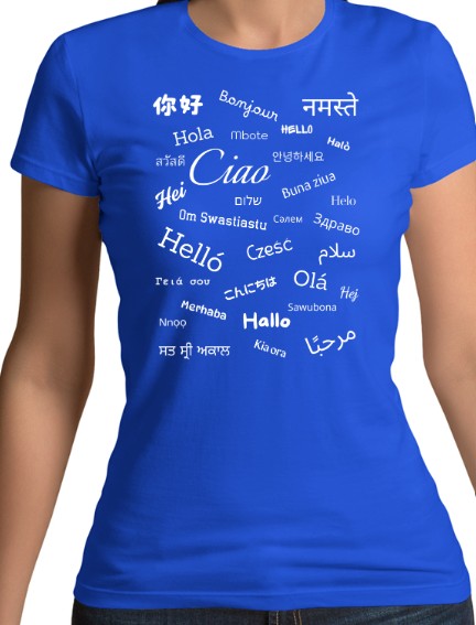 Hello White Text Fitted T-Shirt (S-XXL)