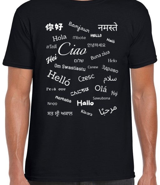 Hello T-Shirt White Text Loose Fit 5XL