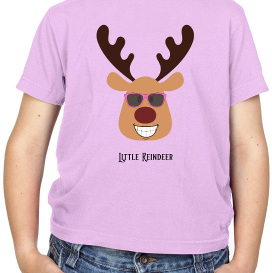 Little Reindeer T-Shirt (Child) Pink Glasses